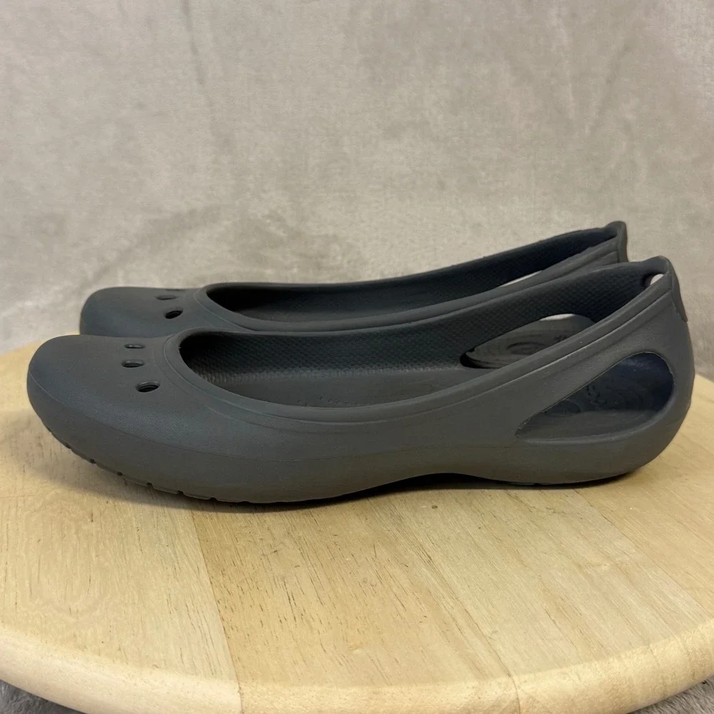Crocs Kadee Flats Womens 9 Dark Gray Charcoal Ballet Slip On Comfort Shoes